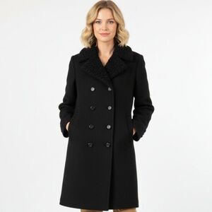 Youthcraft Wool Blend Black Woven Ribbed 3/4 length Vintage Winter Overcoat L